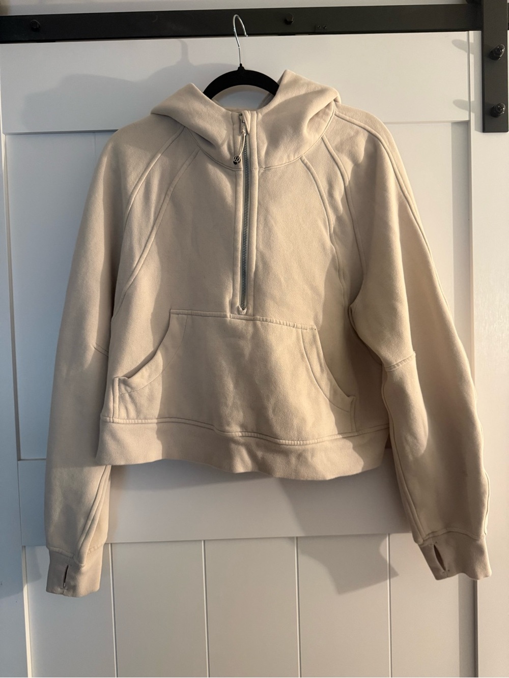 Lululemon Neutral Cream Half-Zip Hoodie Sweater for Women crop